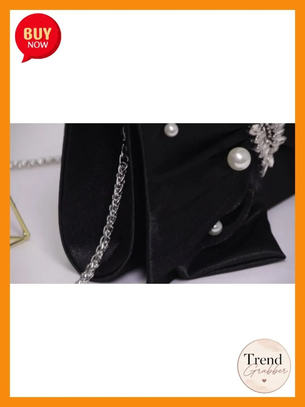 Satin Envelope Evening Clutch with Oversized Bow Crystal Crossbody Chain for